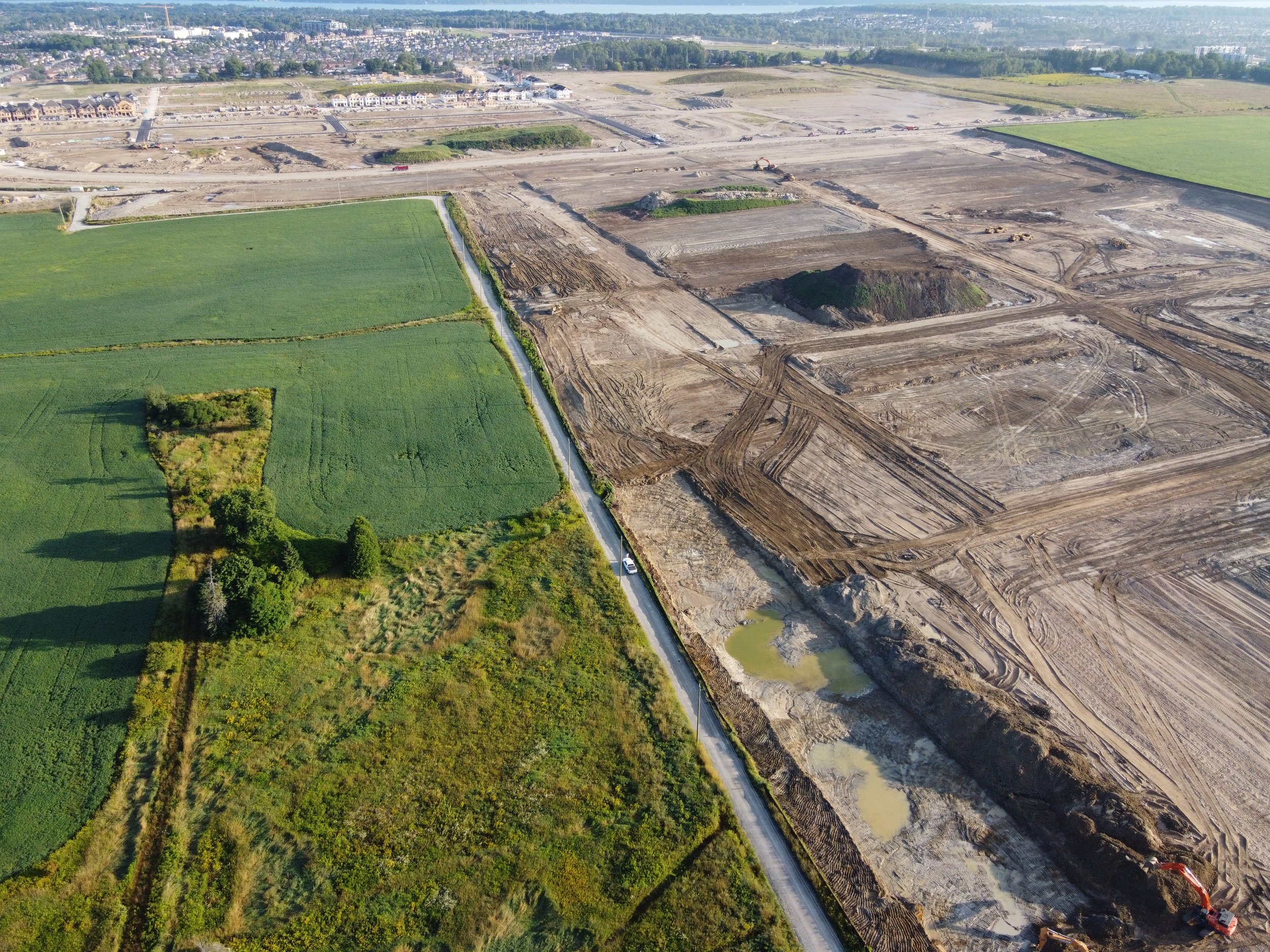 Earthworks site overview with grading operations