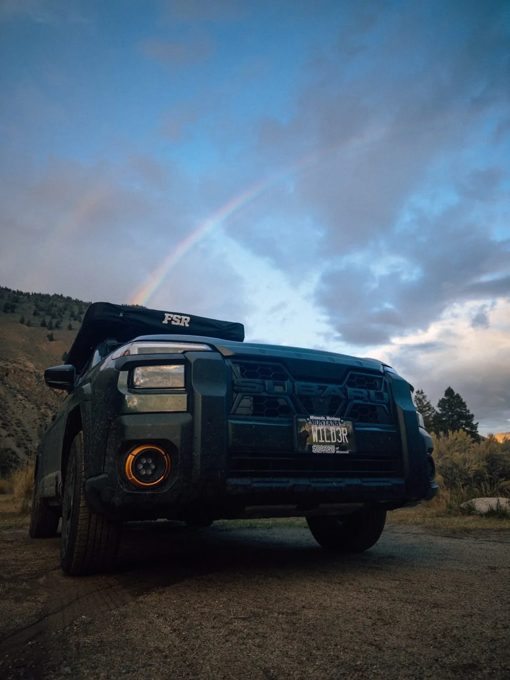 The Outback under a rainbow at dusk