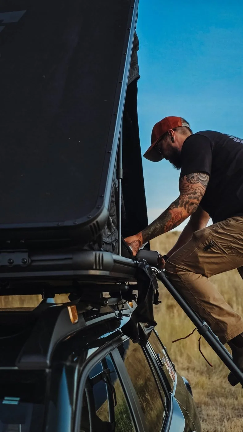 Galen setting up the FSR rooftop tent