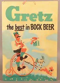 Gretz brewing ad featuring the Gaere-Marston figure