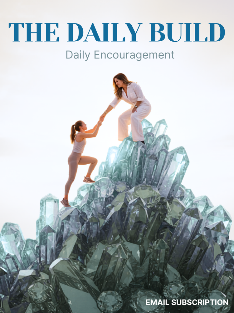 The Daily Build: one woman helping another climb a mountain of crystals