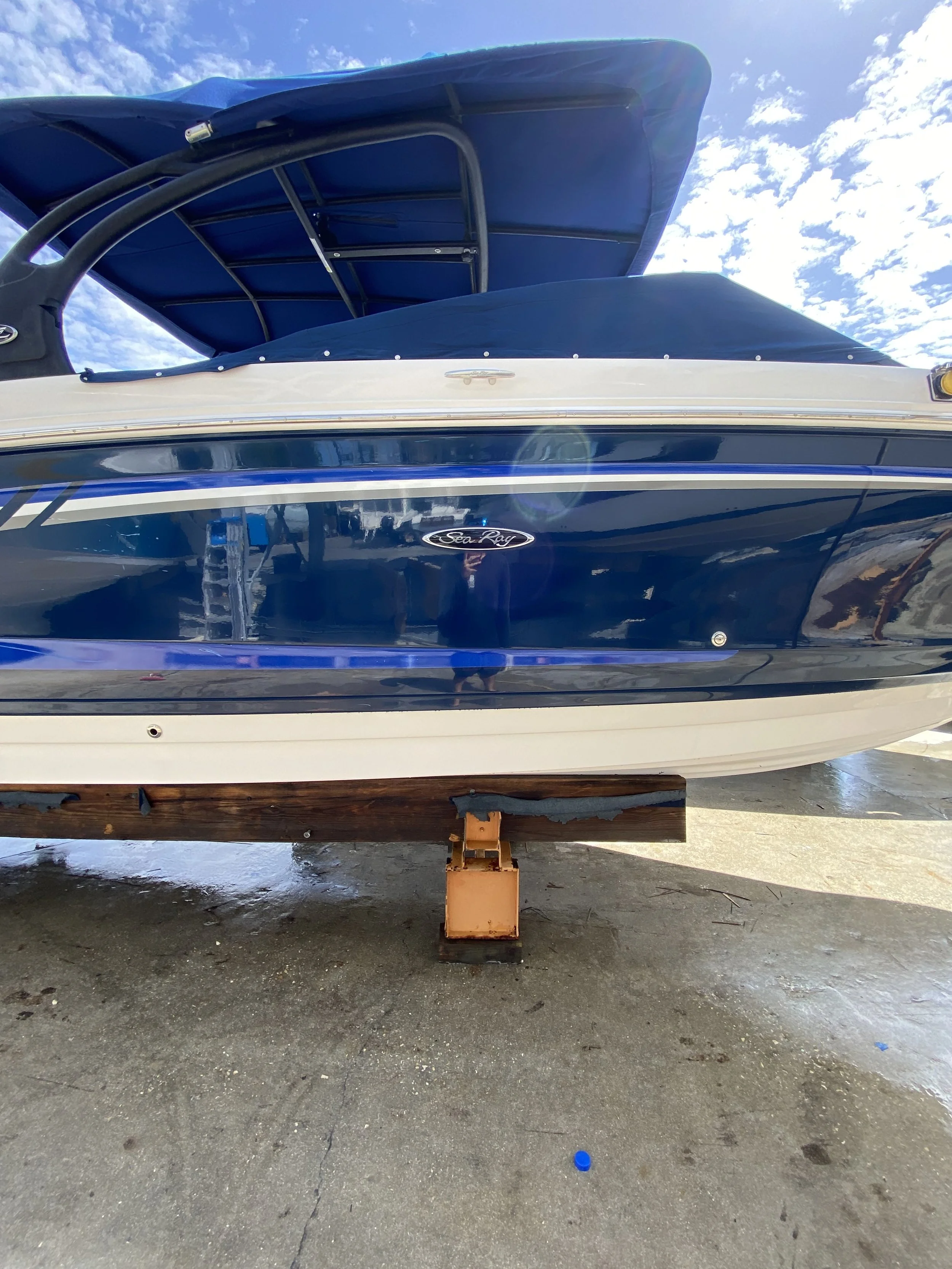After oxidation removal and gloss restoration on boat gelcoat