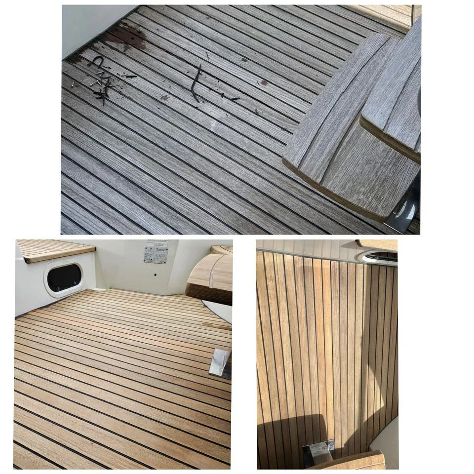 Teak cleaning result 4