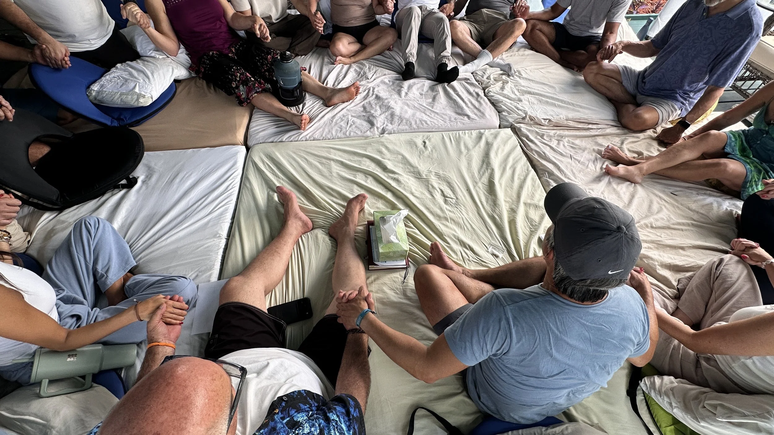 The group gathered together in circle