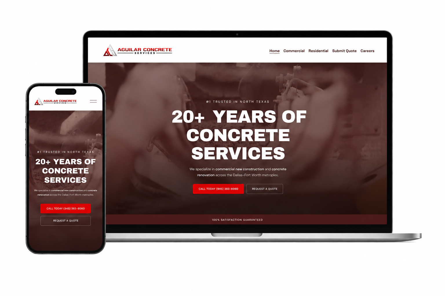 Aguilar Concrete Services website screenshot