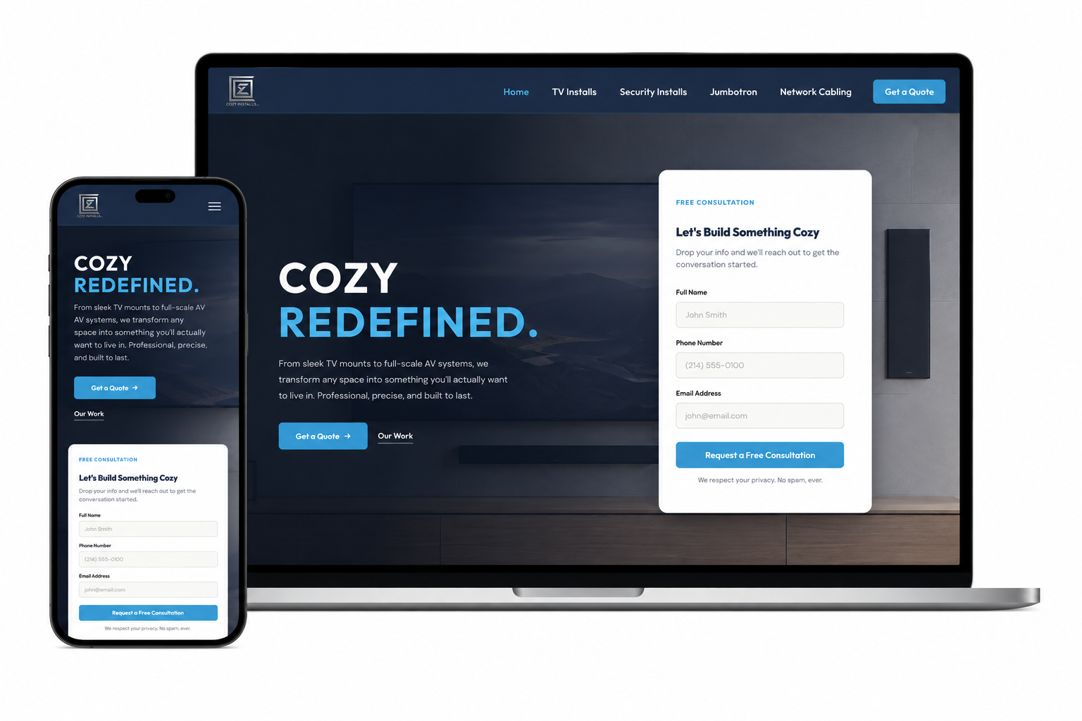 Cozy Installs website