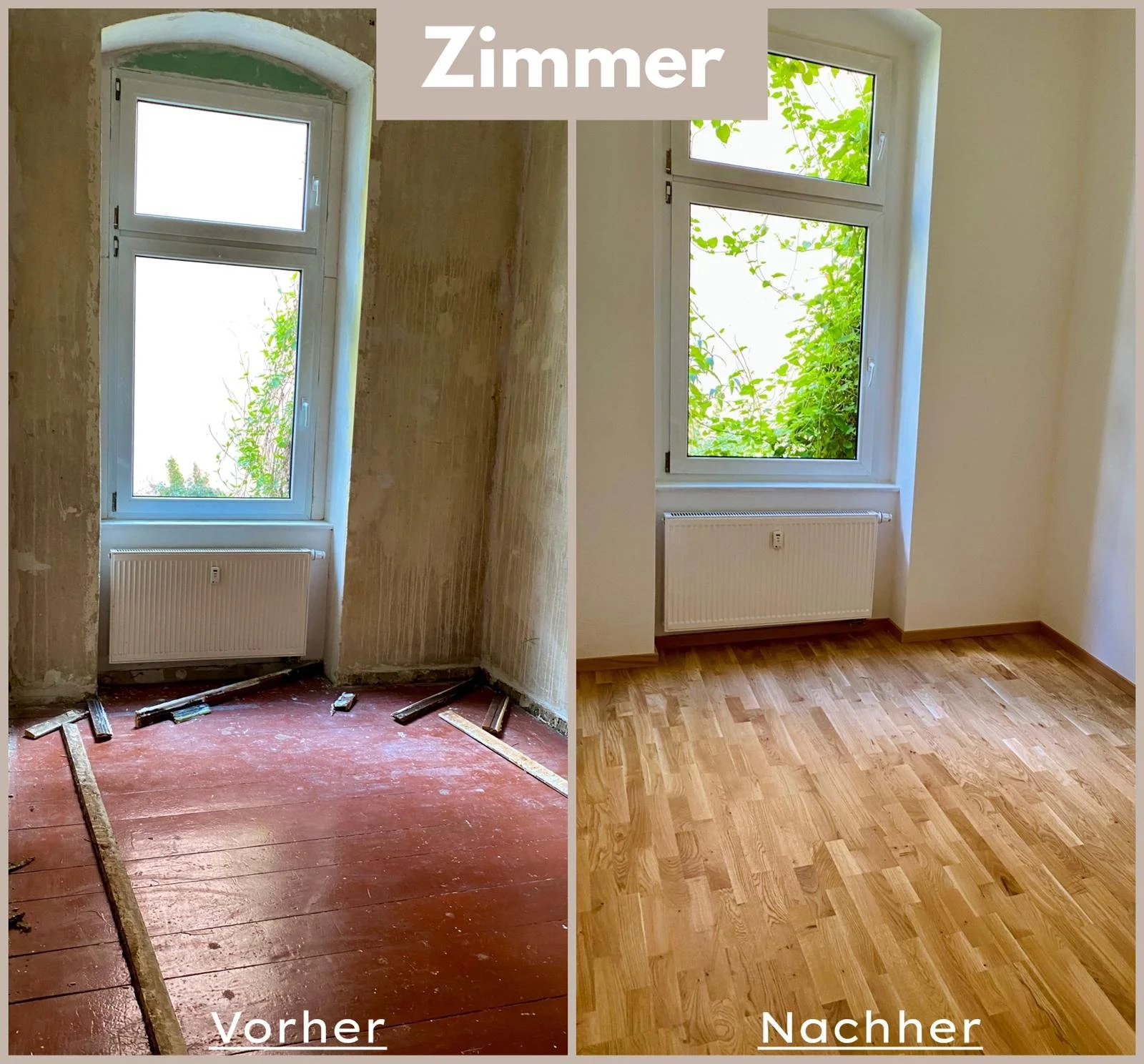 Zimmer Sanierung Berlin — Vorher und Nachher