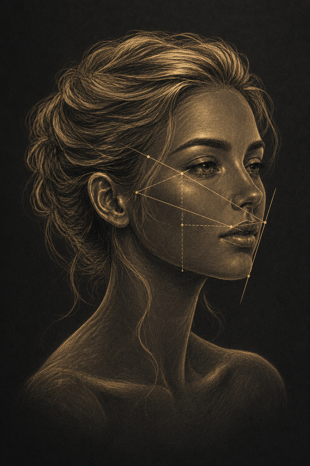 Champagne-gold full-face planning sketch