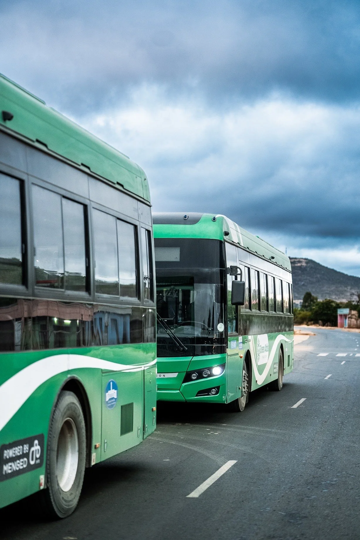 Electric buses alongside one another