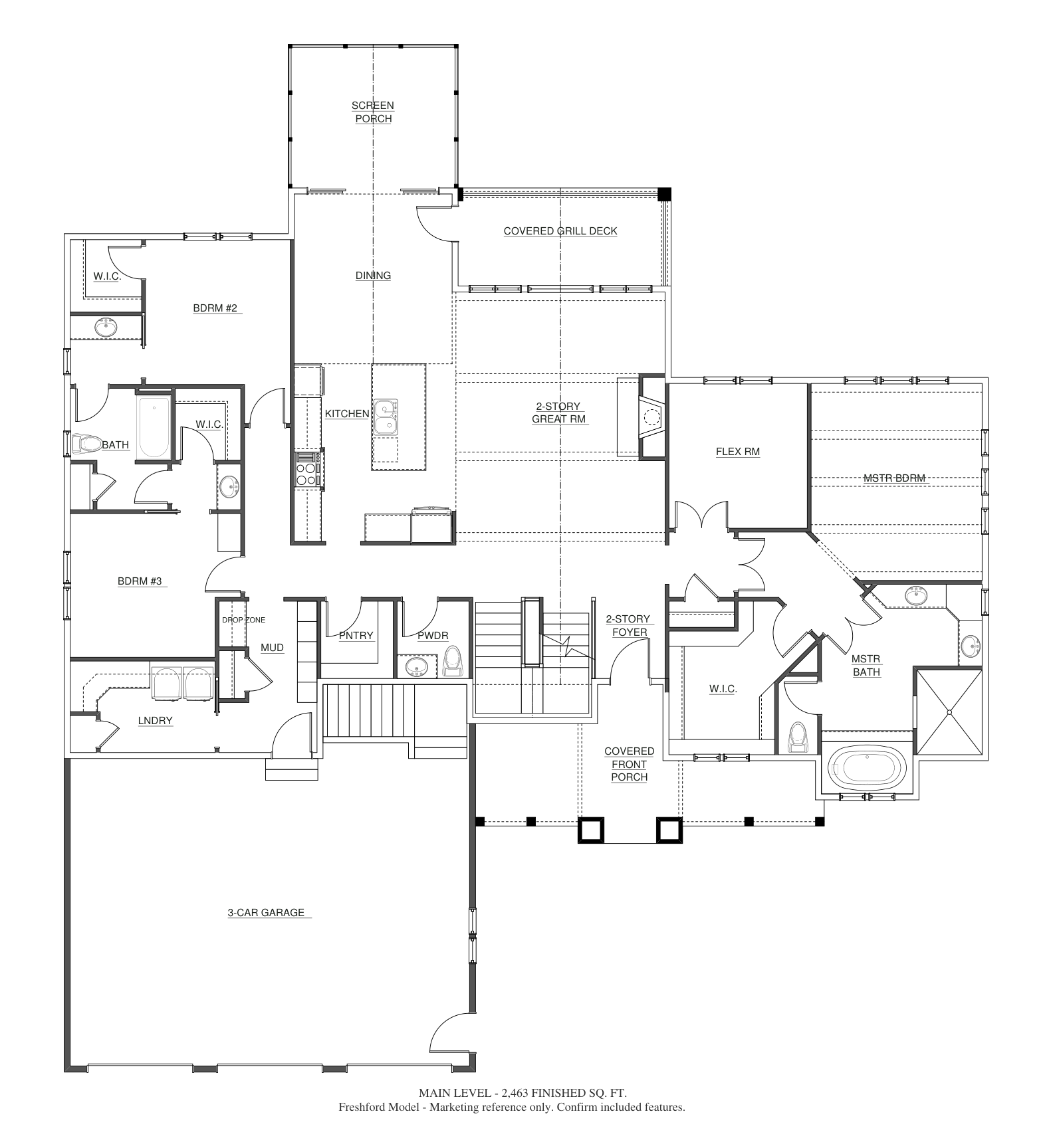 Freshford Model Main level · 2,463 finished sq. ft. marketing plan