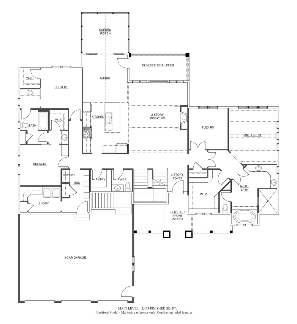 Freshford Model Main level · 2,463 finished sq. ft. marketing plan