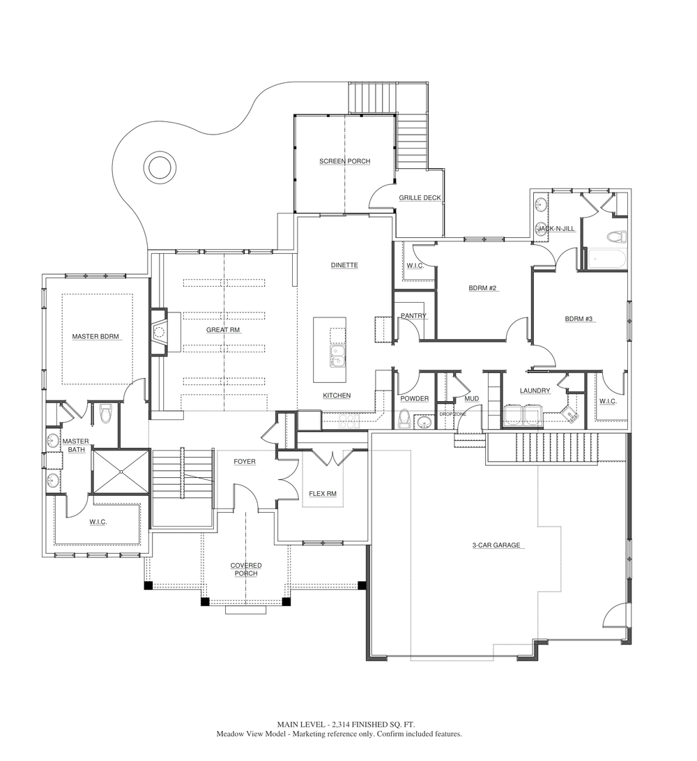 Meadow View Model Main level · 2,314 finished sq. ft. marketing plan