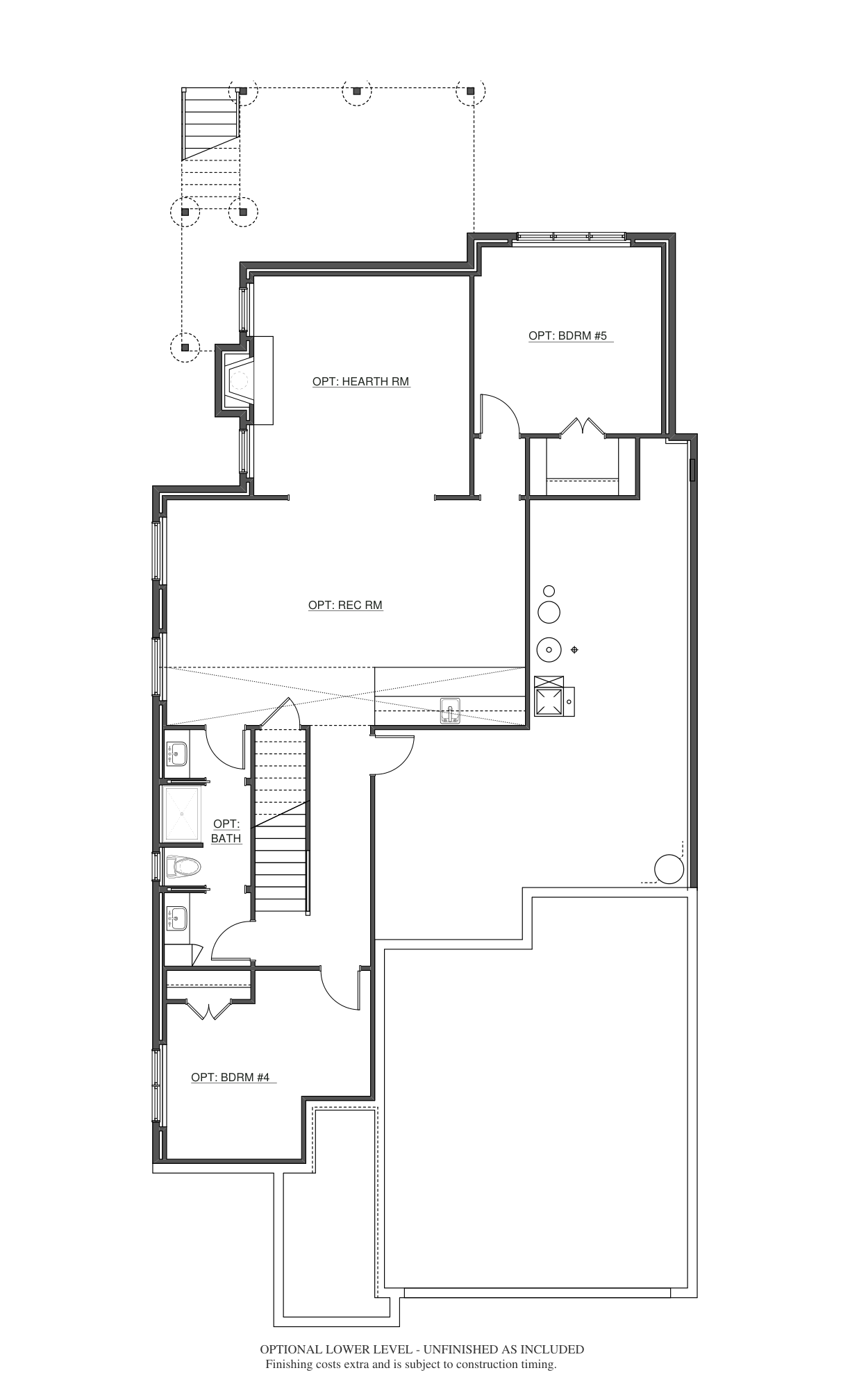 Optional lower level · Unfinished as included marketing floor plan for 1509 South Holiday Drive