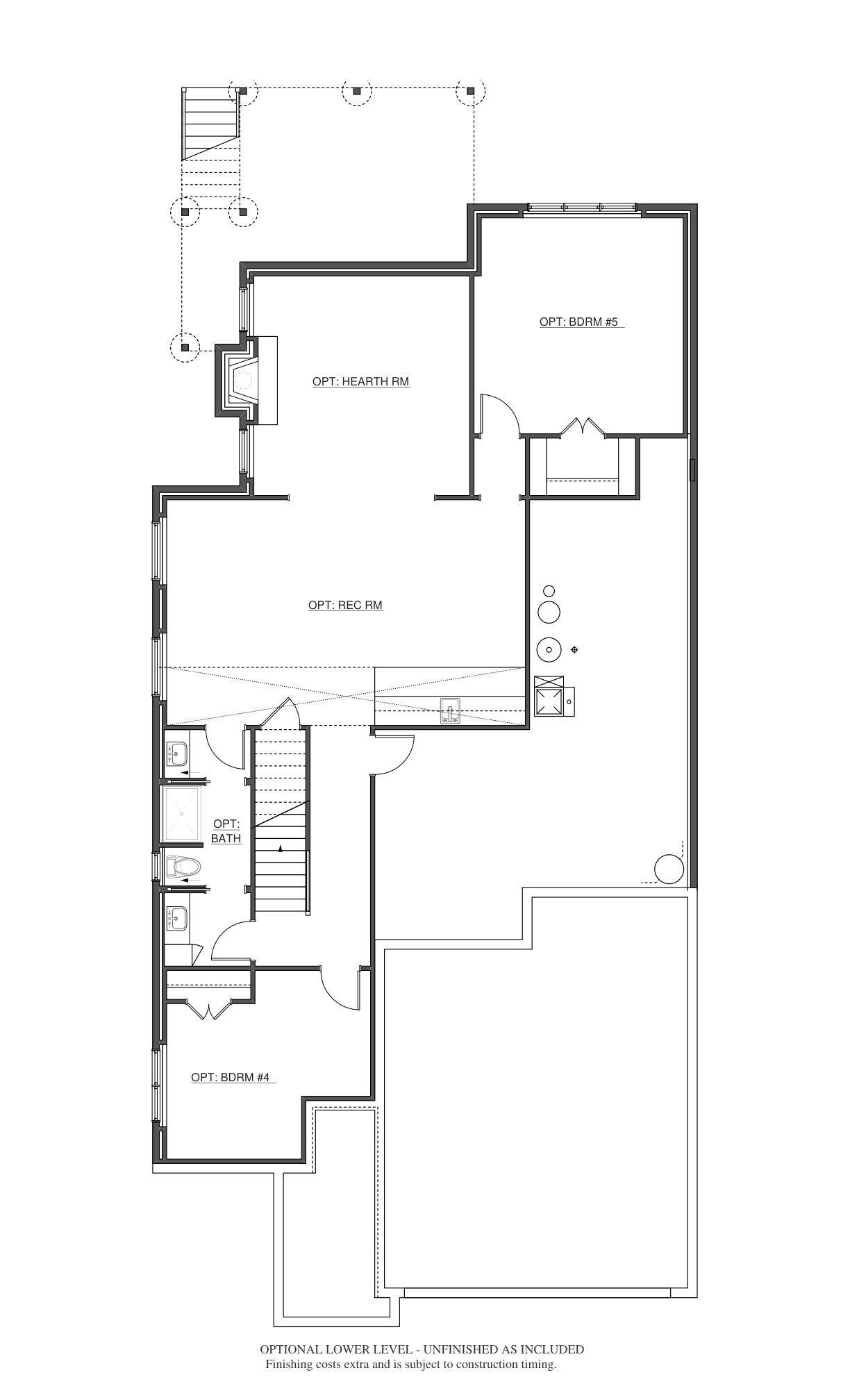 Optional lower level · Unfinished as included marketing floor plan for 1513 South Holiday Drive
