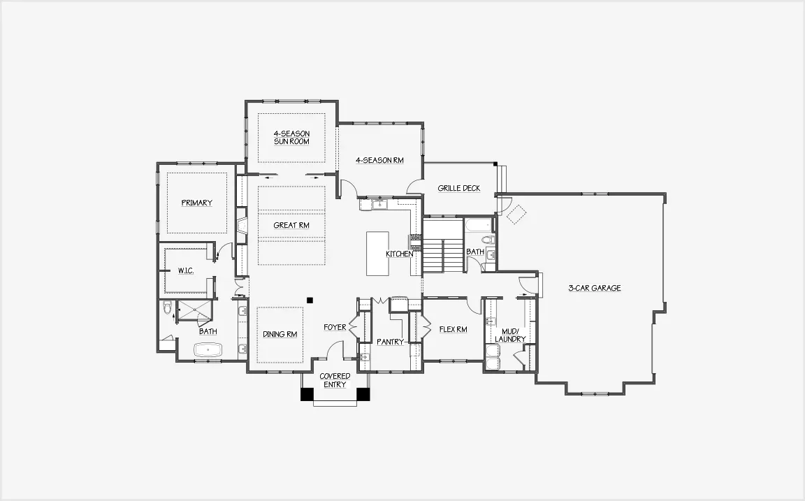 Main level marketing floor plan for 1601 Schreiner Lane