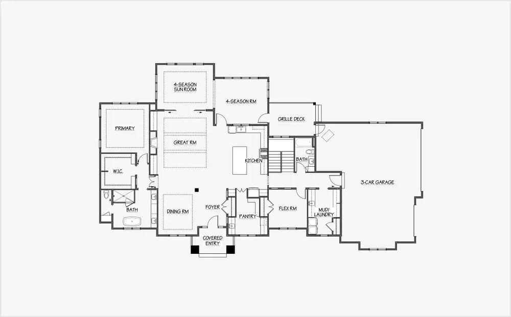 Main level marketing floor plan for 1601 Schreiner Lane