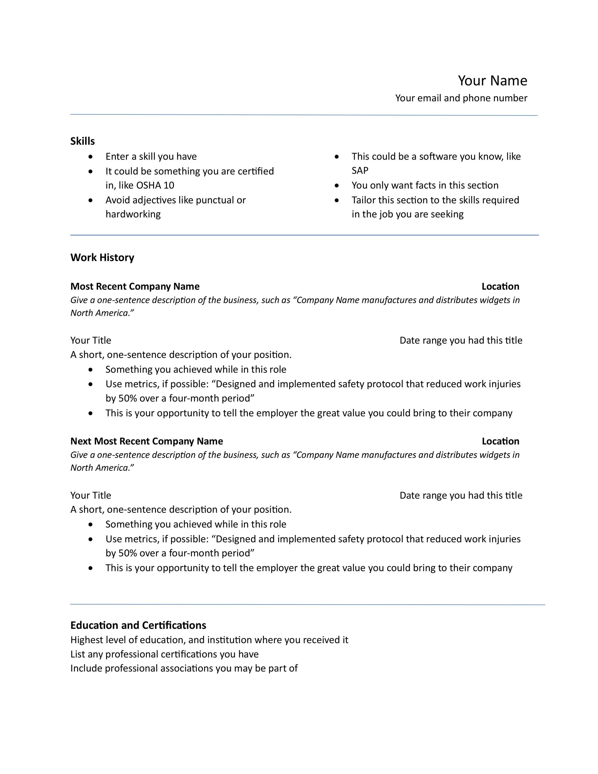 Recruiter-friendly resume example