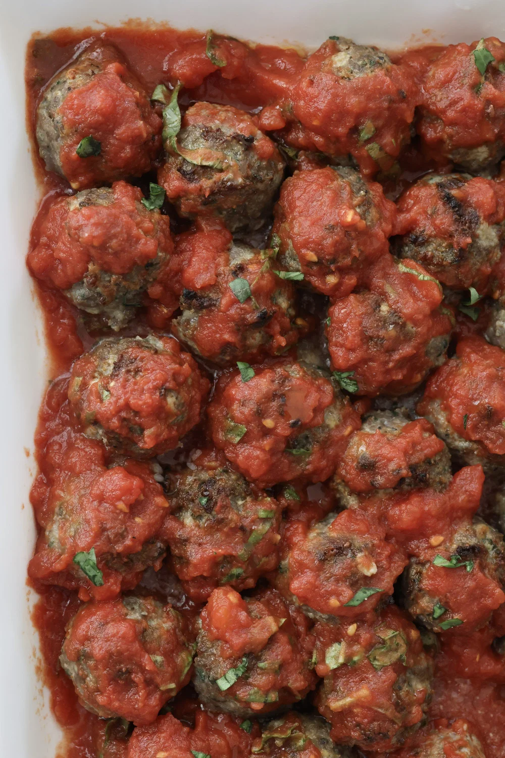 Homemade meatballs with marinara