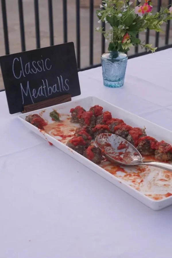 Classic meatballs on the appetizer table