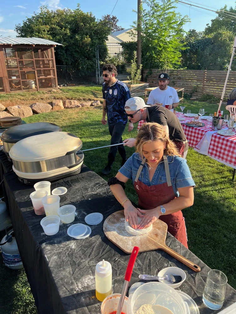 Birthday party pizza making