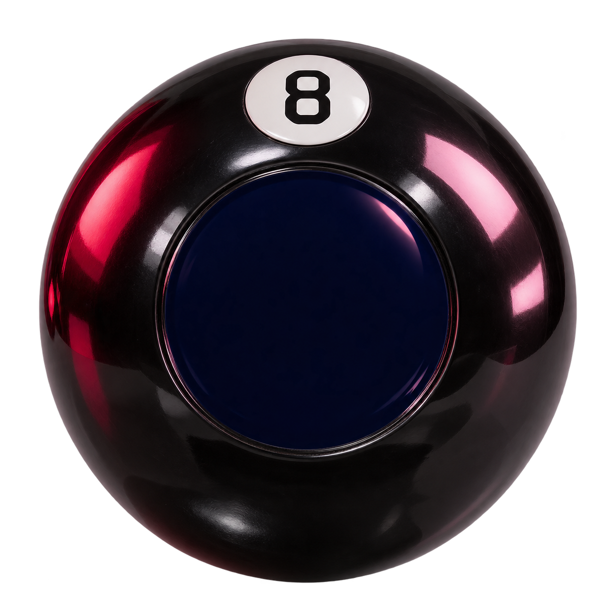 A glossy black Magic 8 Ball