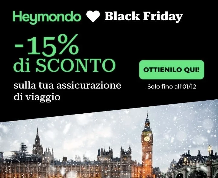 Promo Heymondo Black Friday -15% assicurazione di viaggio