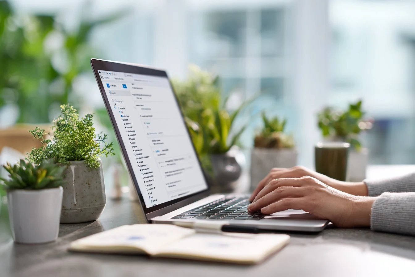 Professional writing personalized follow-up emails after a networking event