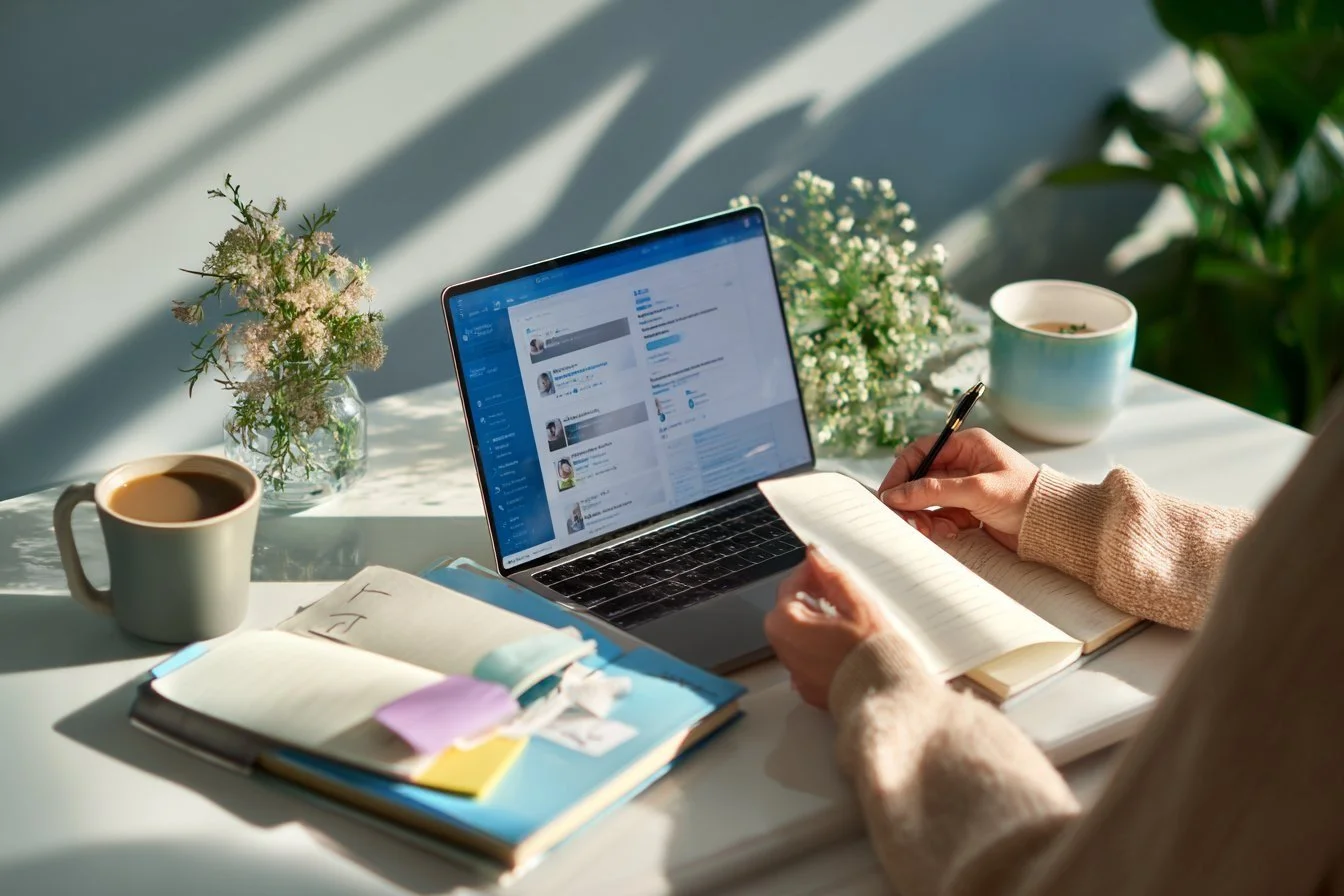 Professional researching event attendees on LinkedIn before an industry event