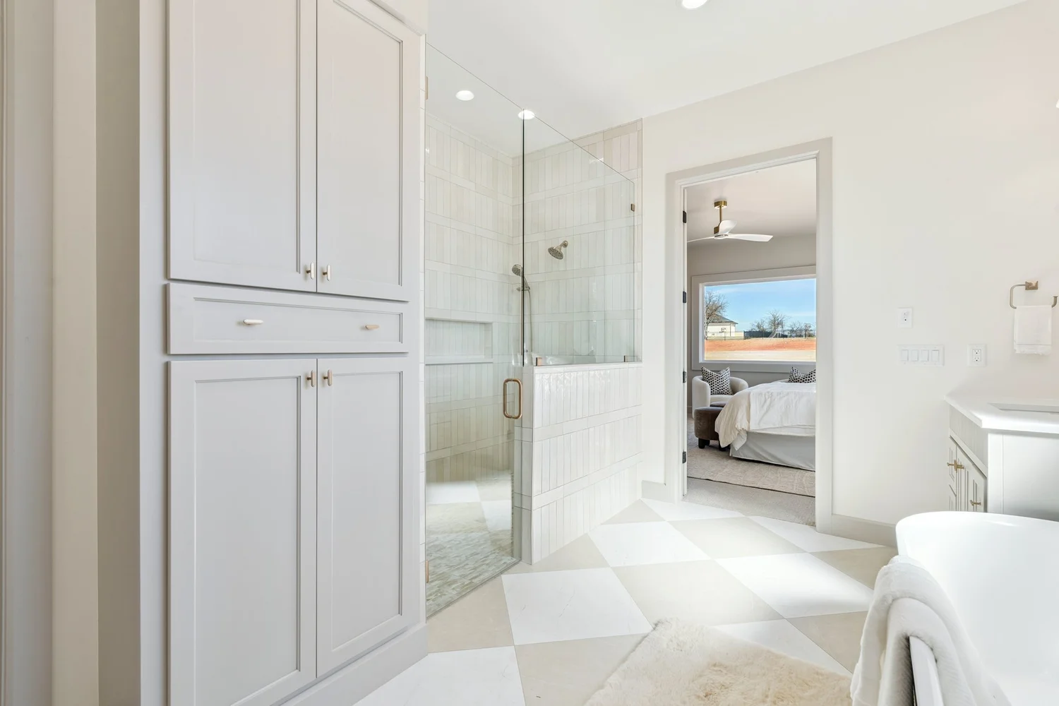 Shower and Linen Cabinet — Under Construction Photo Tour, Nested Tours builder photography, Oklahoma