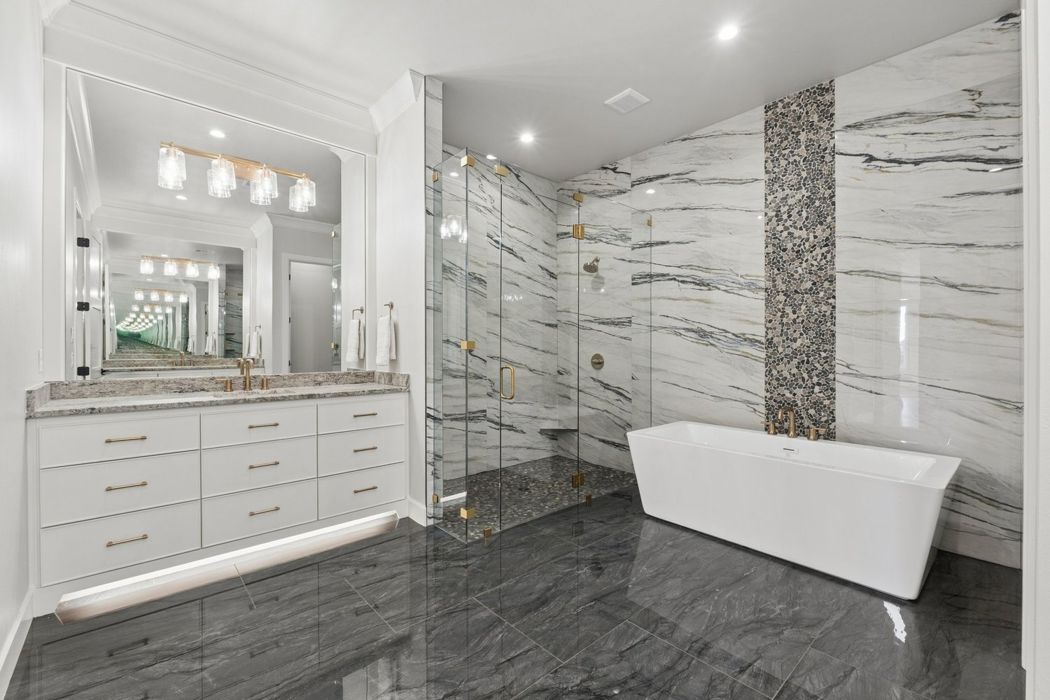 New Construction Photo Tour — primary bath, Nested Tours builder photography, Oklahoma