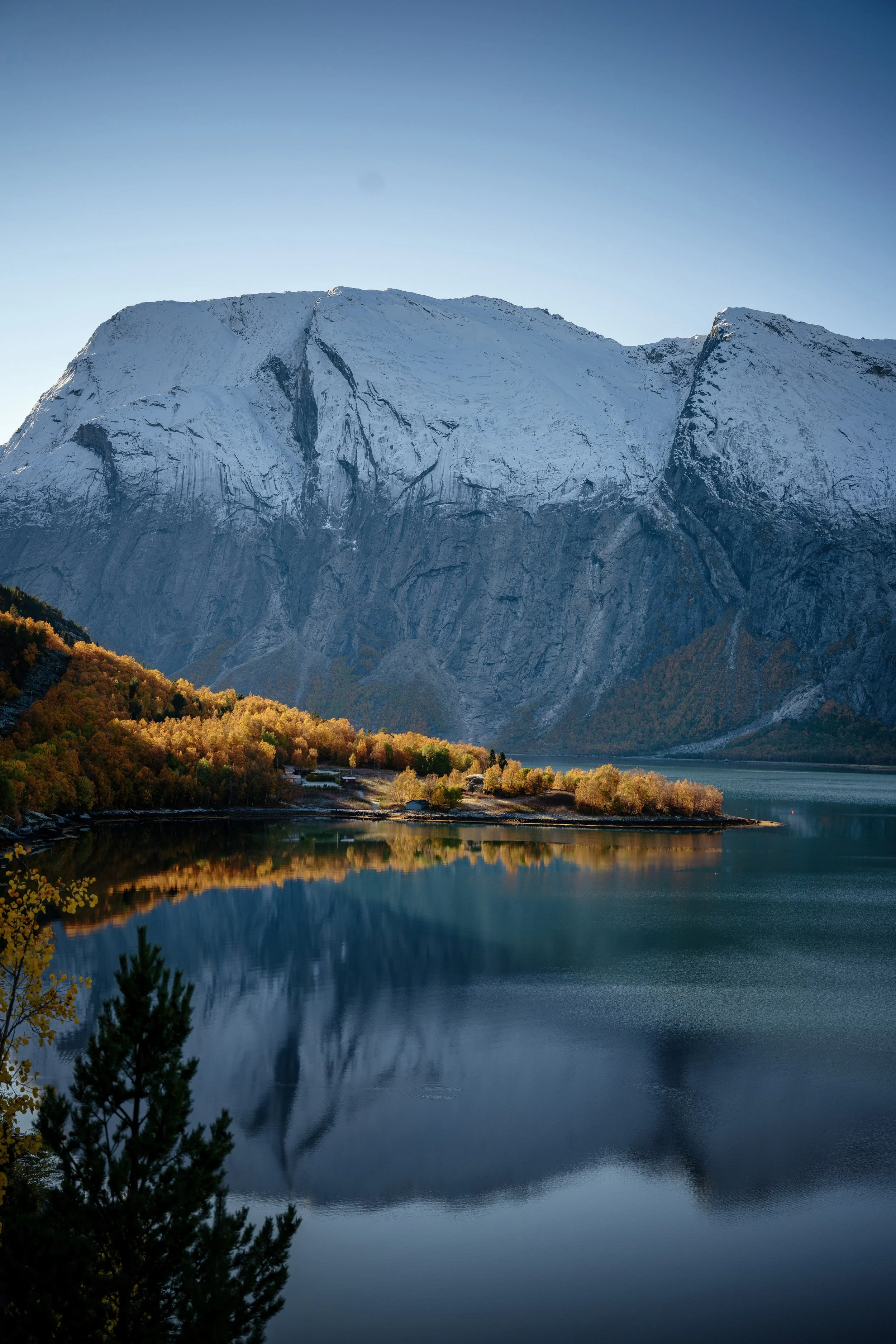 Golden hour light on Arctic peaks