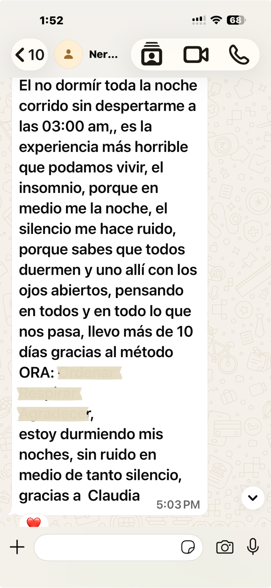 Testimonio insomnio