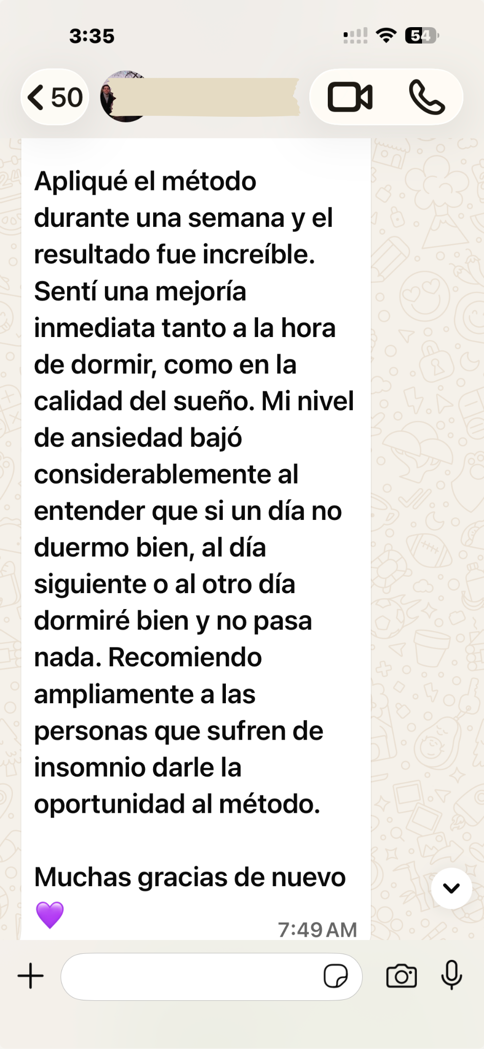 Testimonio insomnio