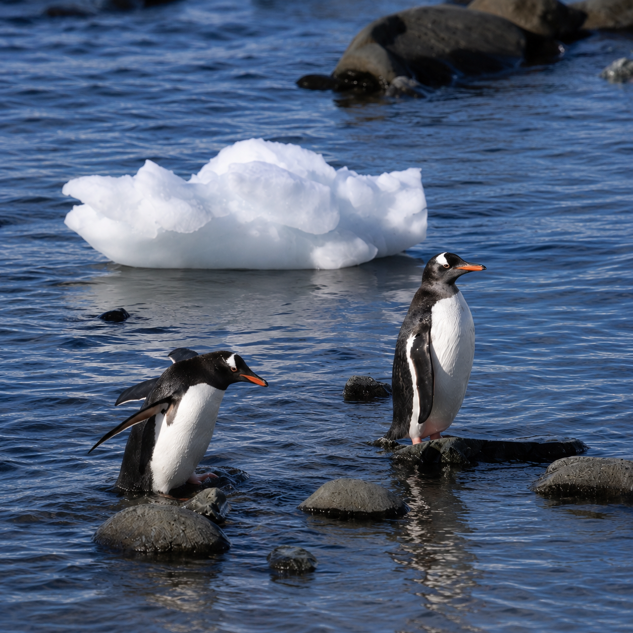 venture-to-see-antarctica-gentoo-penguins-icy-water-damoy-point