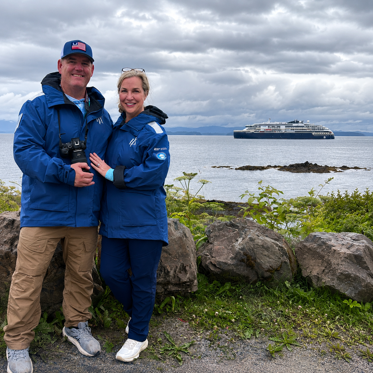 April and Don of Venture To See aboard MS Roald Amundsen in Alaska