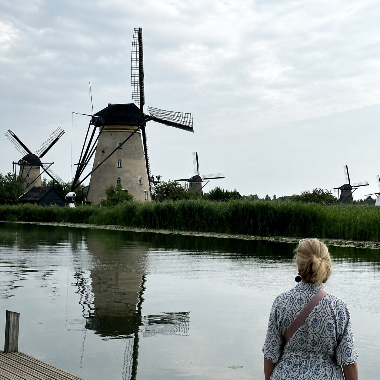 Kinderdijk windmills Rotterdam canal reflection