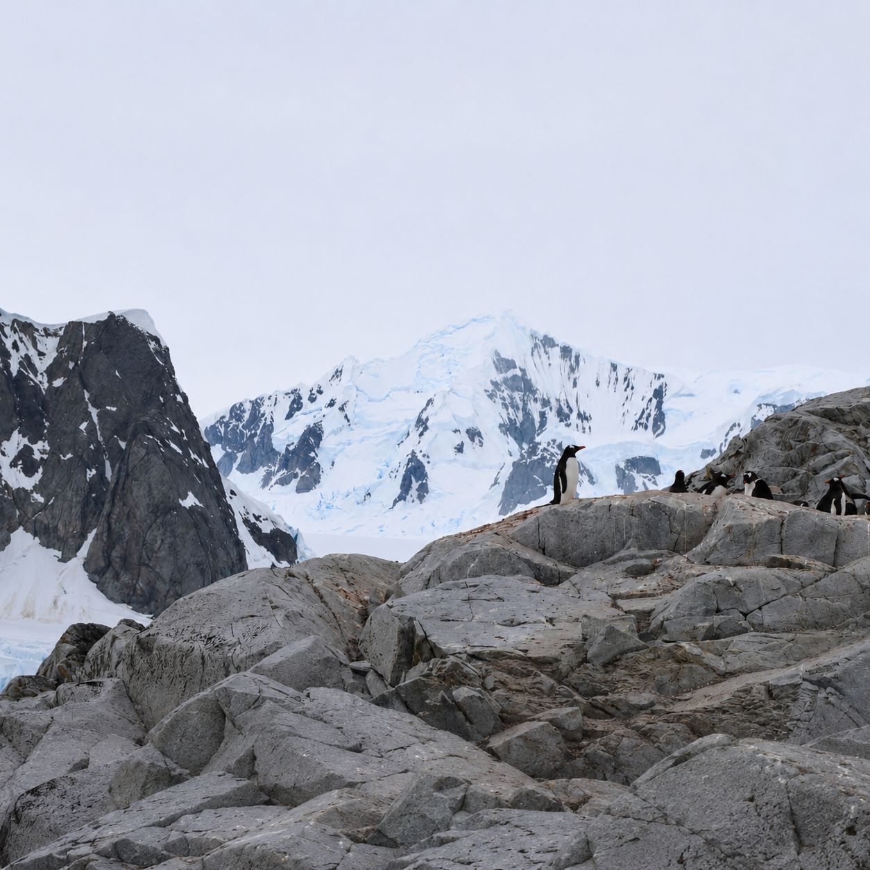 venture-to-see-antarctica-gentoo-penguins-rocky-landscape