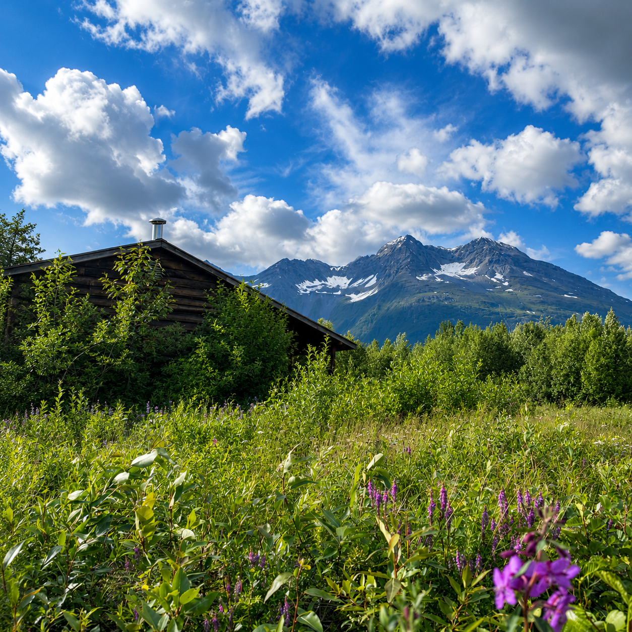 House and mountain backdrop in Valdez Alaska