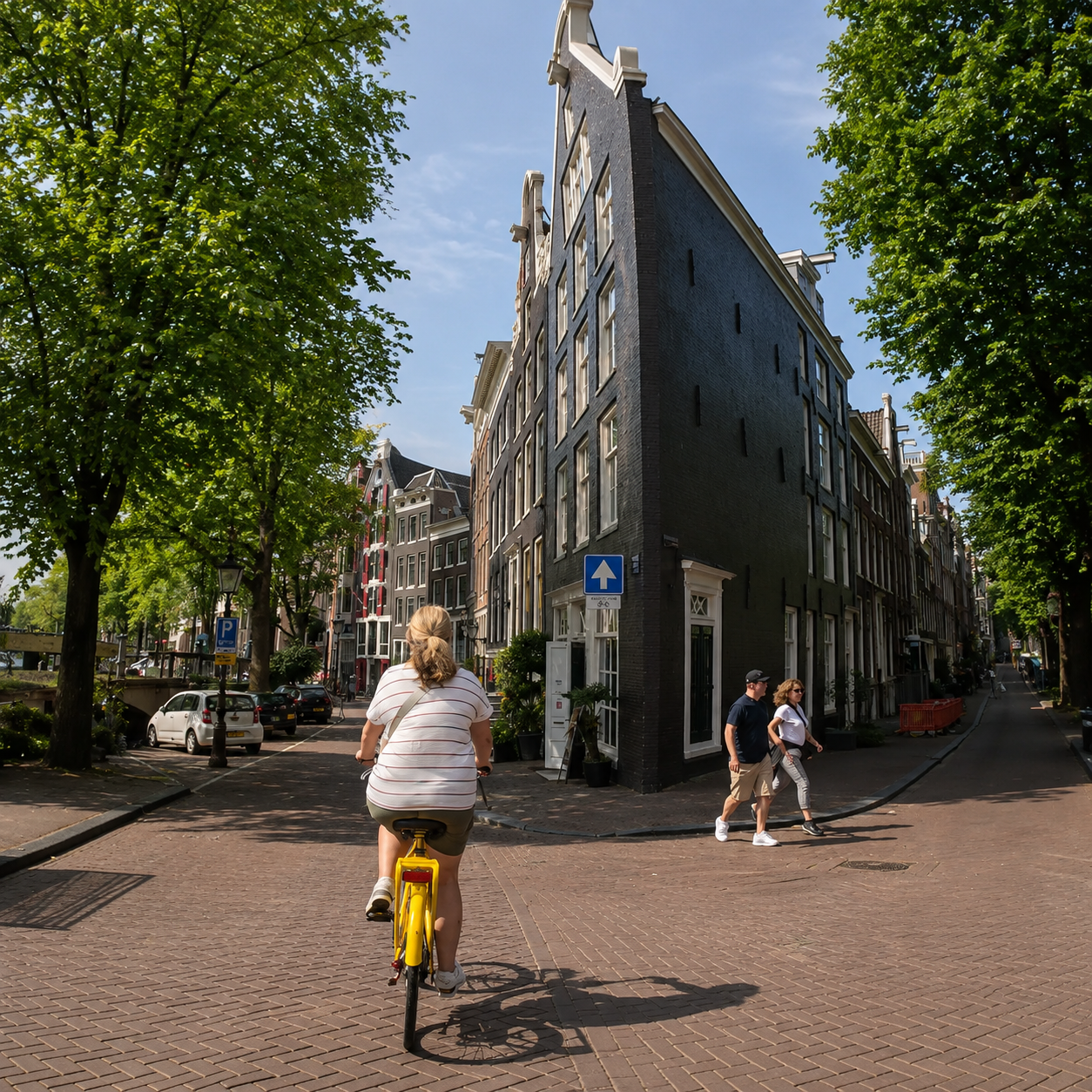 Historic canal street in central Amsterdam along the bike tour route