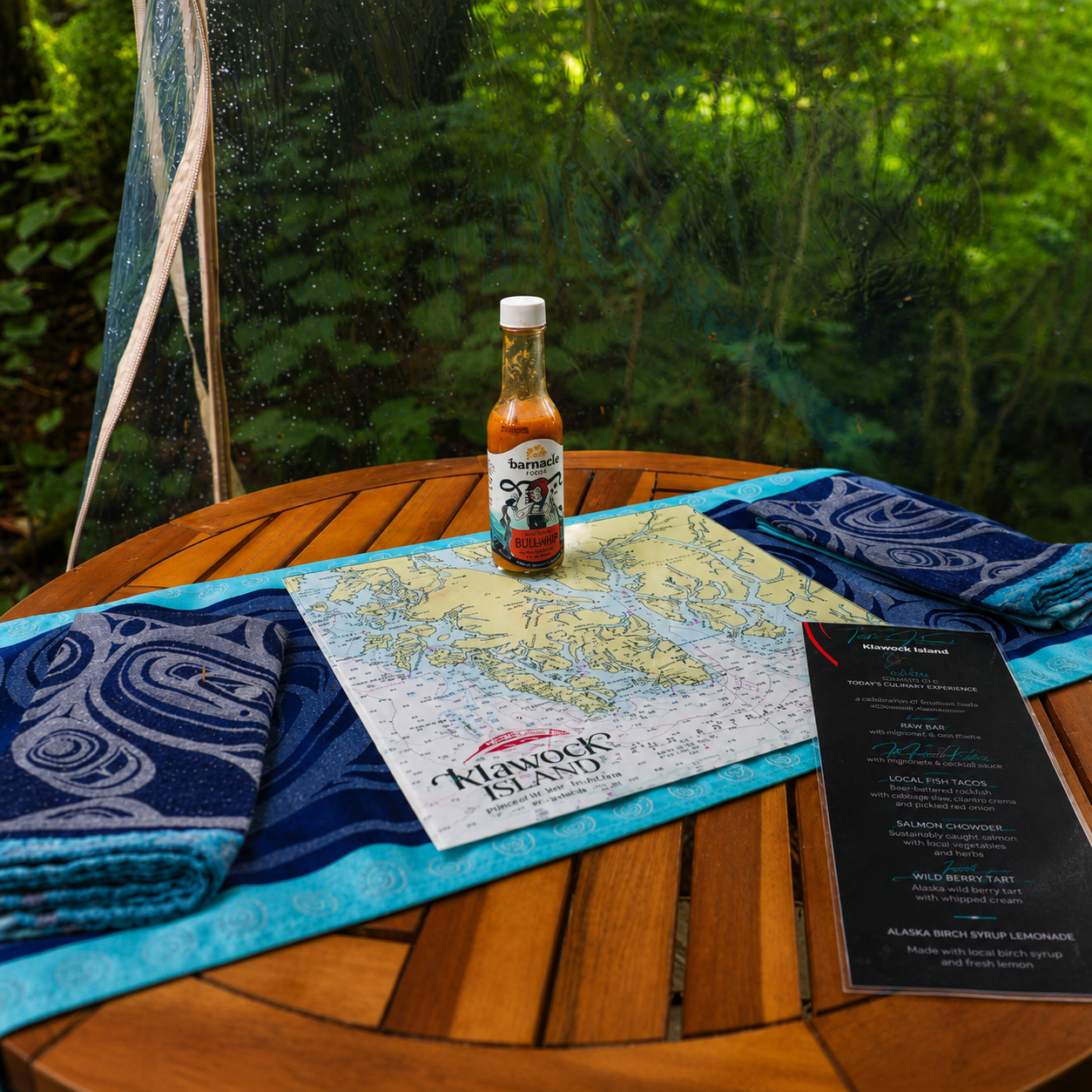 Local hot sauce and flavor pairing map for the Klawock oyster tasting