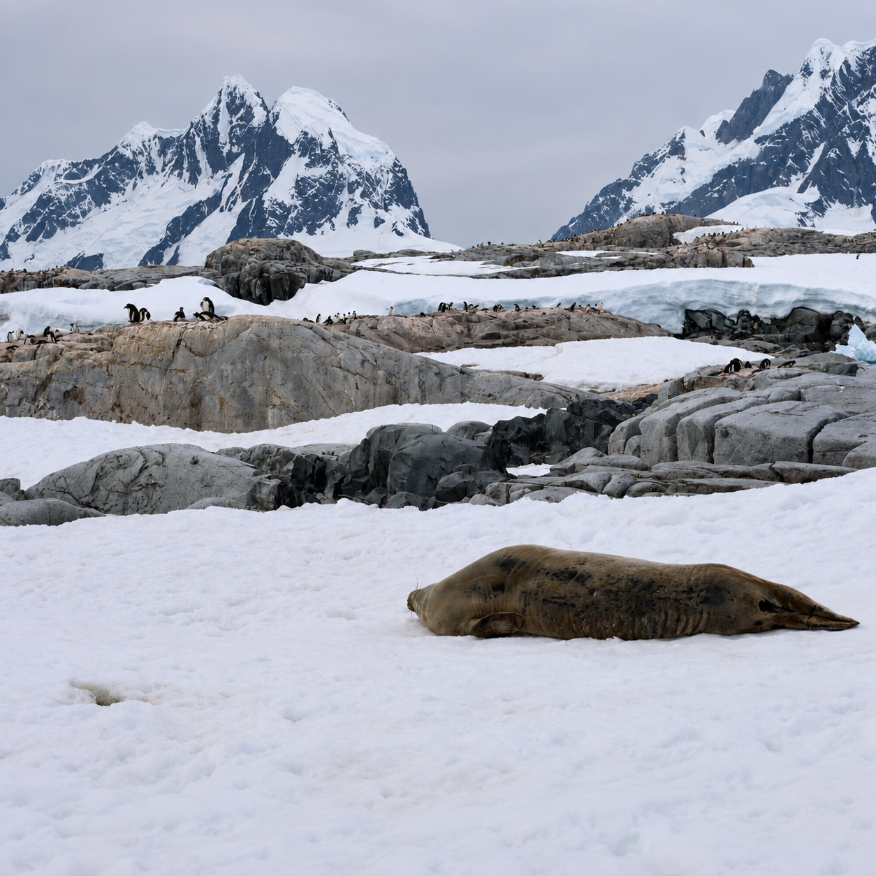 venture-to-see-antarctica-seal-penguin-colony-snowy-mountains