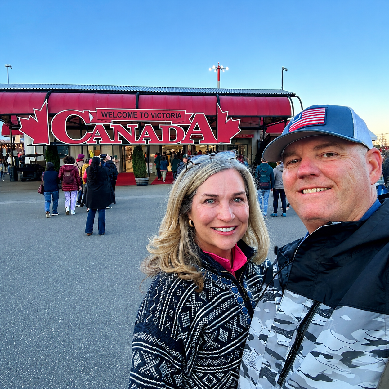 Welcome sign at the Victoria, British Columbia cruise port at Ogden Point