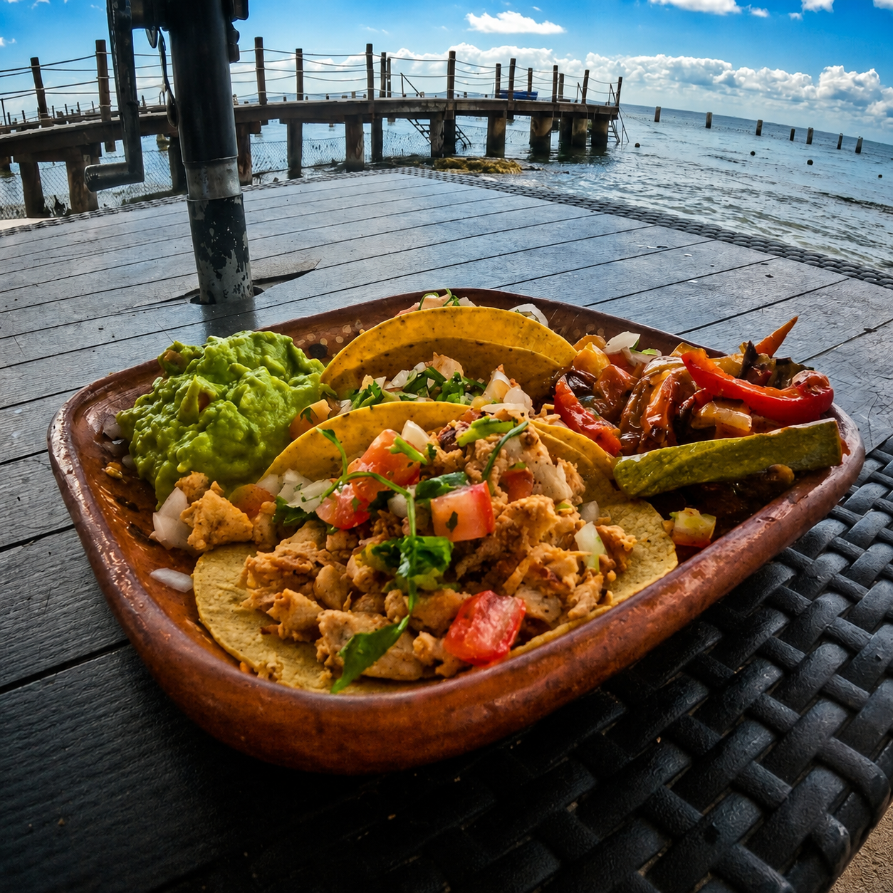 All-you-can-eat beach tacos and guacamole at Cozumel Reef Snorkel Stingray Adventure and Beach Tacos excursion
