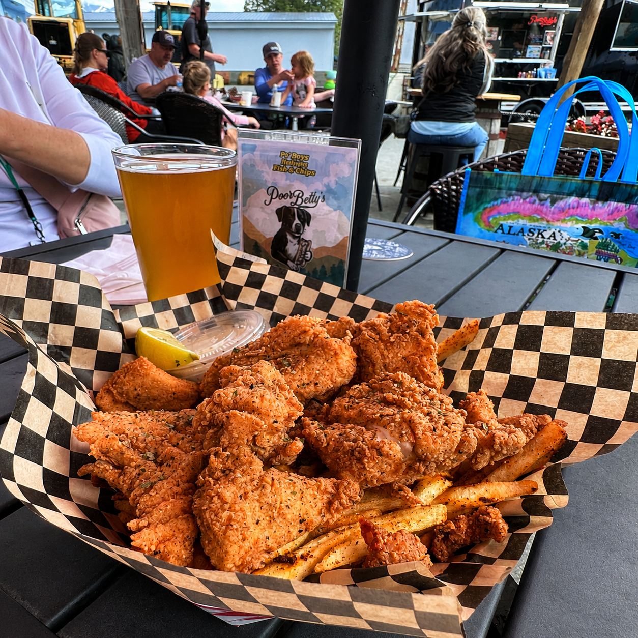 Halibut fish and chips from a food truck near Valdez Brewing Company Alaska