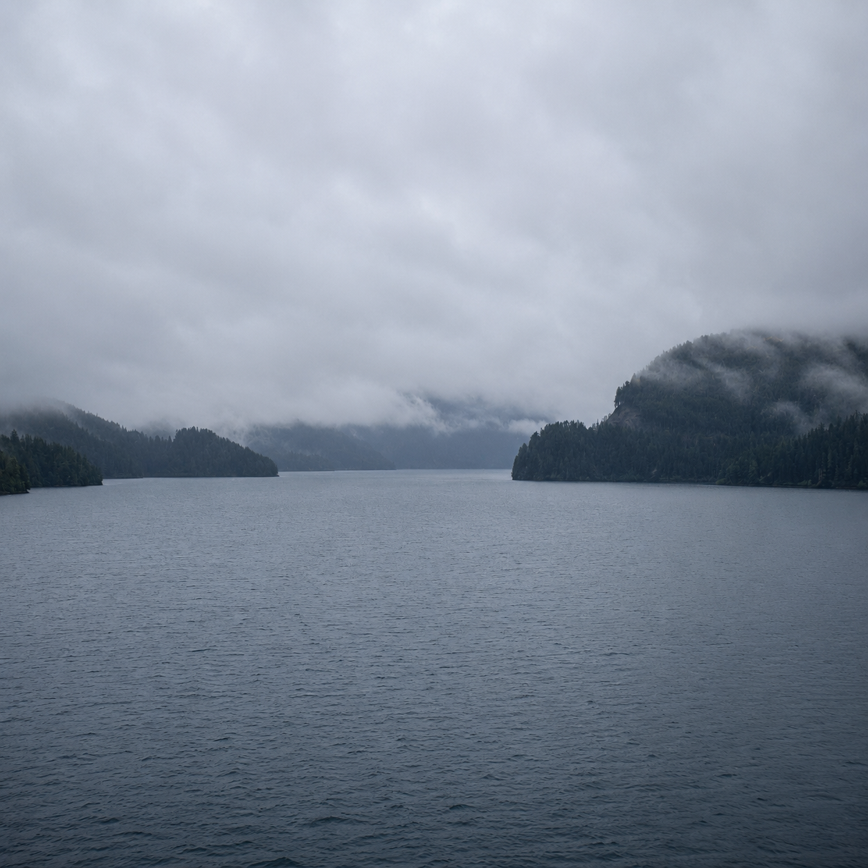 Misty Alaska fjord scenery on the approach to Sitka during a Holland America cruise
