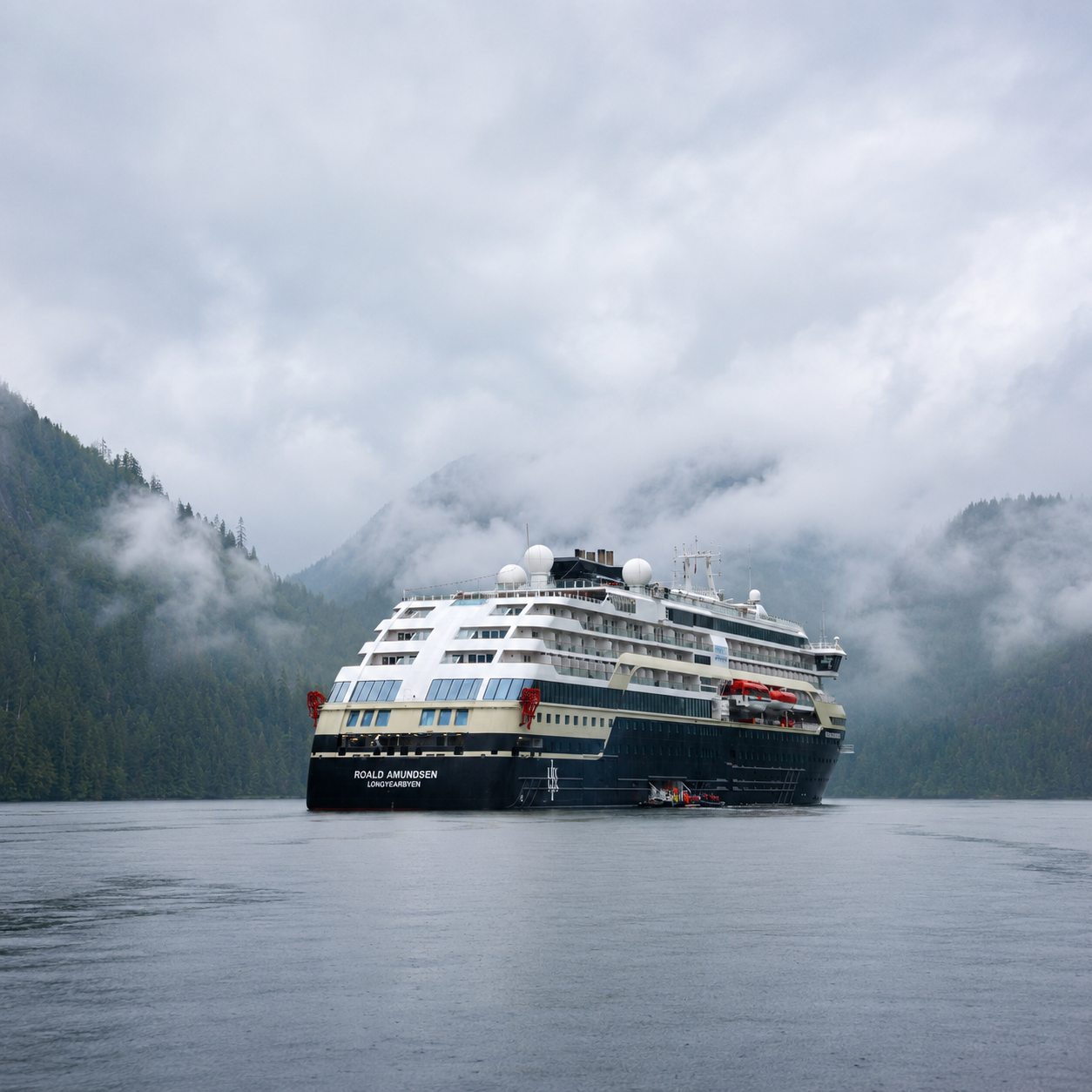 MS Roald Amundsen anchored in Misty Fjords National Monument Alaska