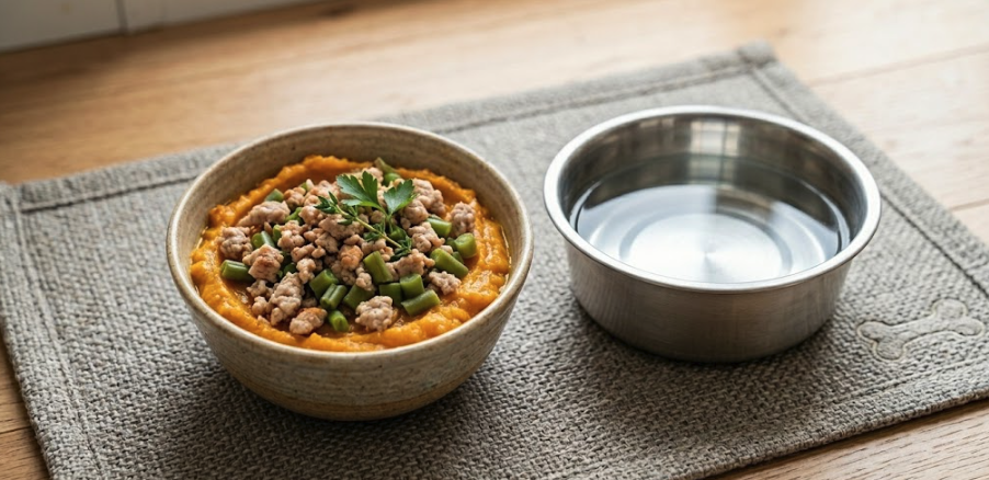 Turkey and sweet potato dog meal