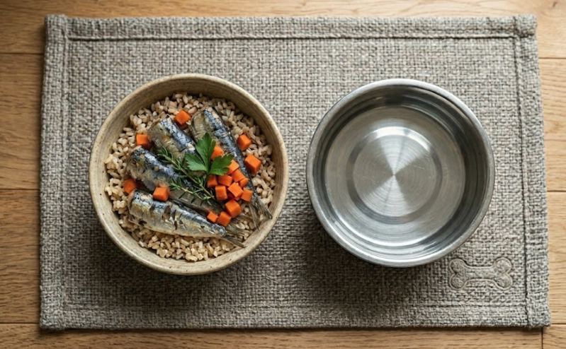 Sardine and brown rice dog meal