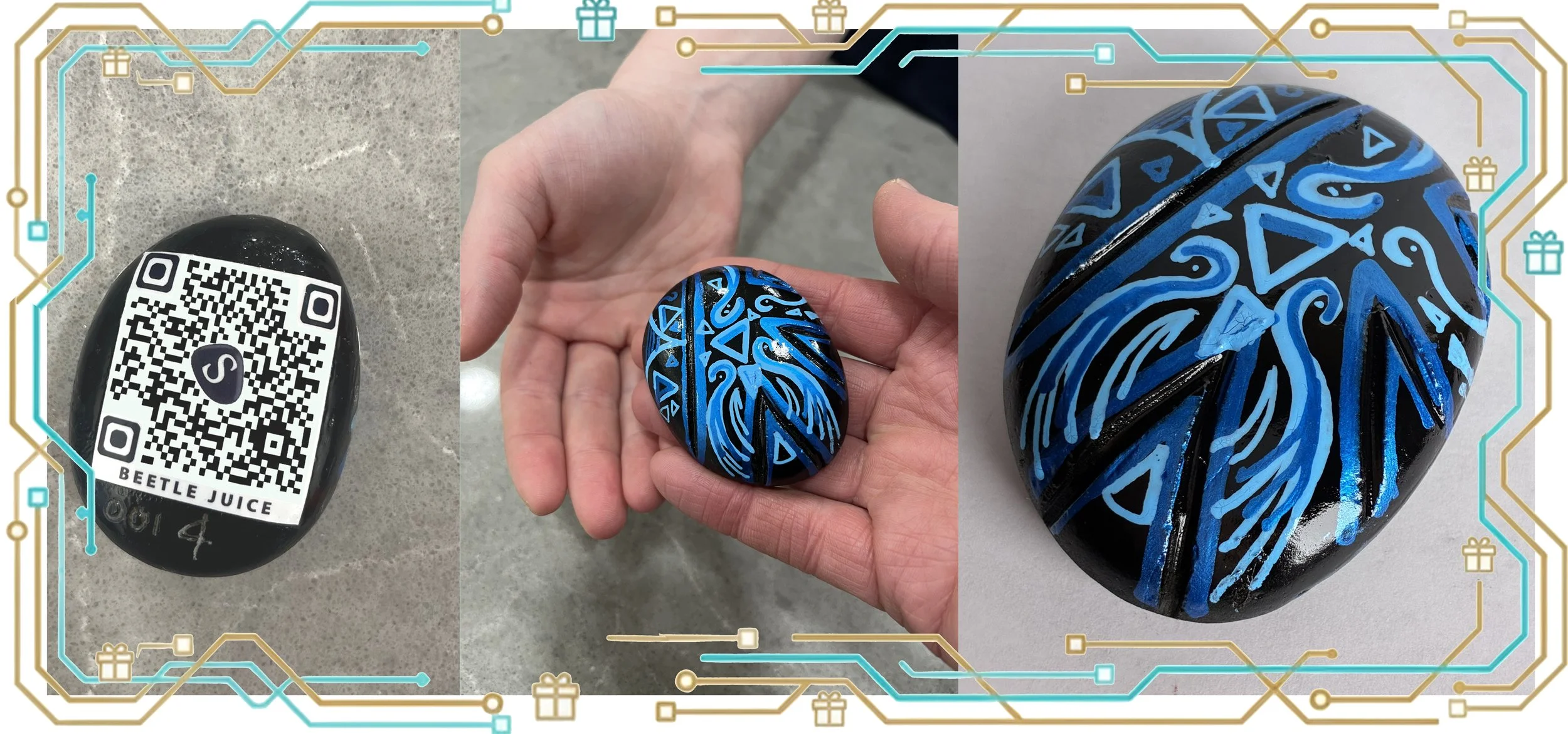 Gift 3 Stone Hand-Painted Art