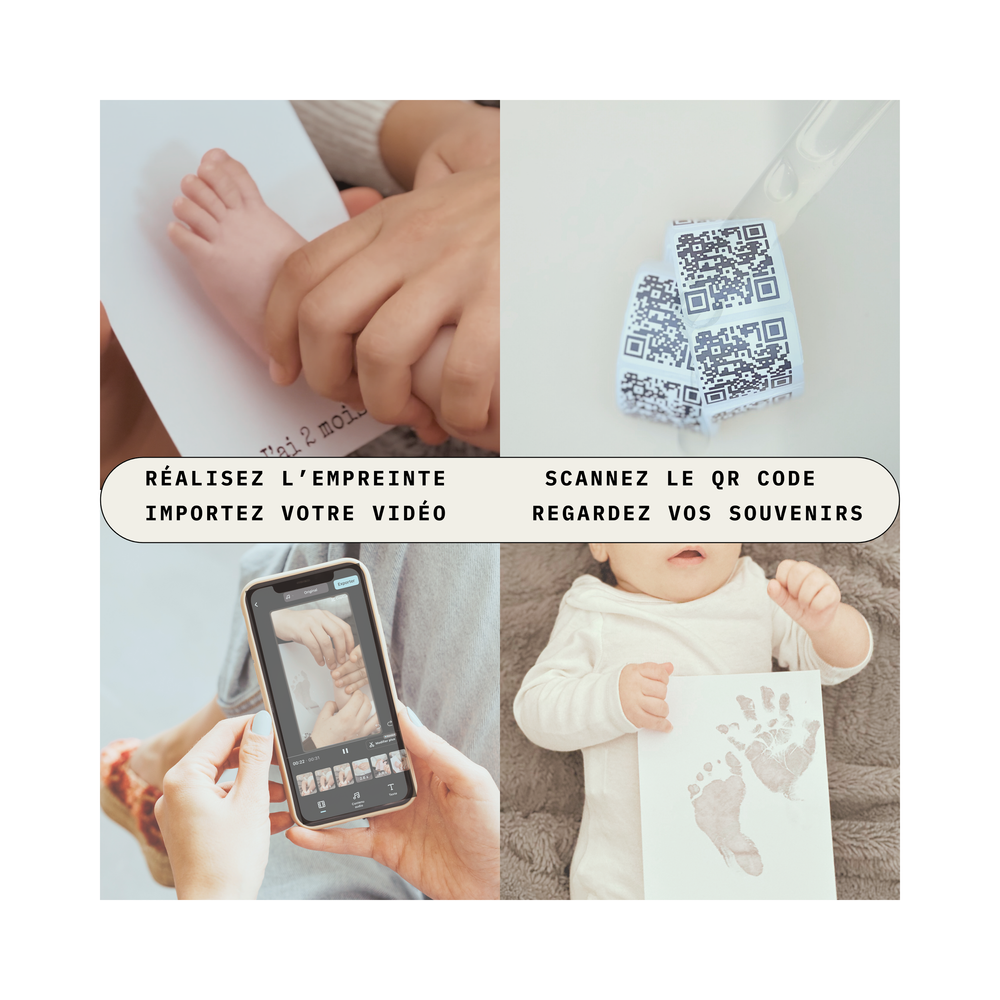 Les étapes : réaliser l’empreinte, scanner le QR code, importer la vidéo
